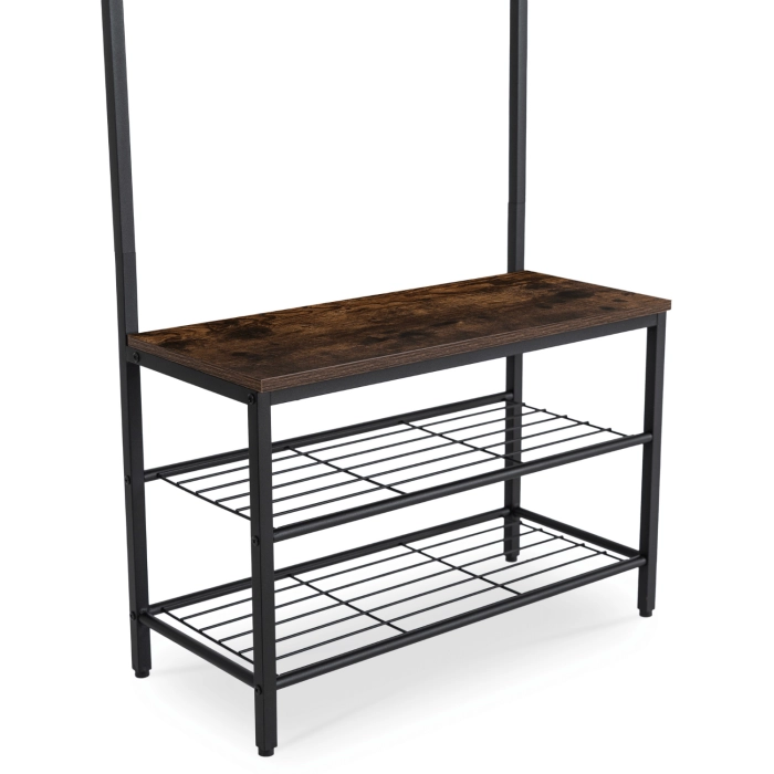 Wieszak Do Przedpokoju JETT 70 cm z Półkami Dąb Rustykalny/Czarny