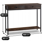 Konsola Z Szufladami do Przedpokoju EVERLY 100 cm z Półką Dąb Rustykalny/Czarny