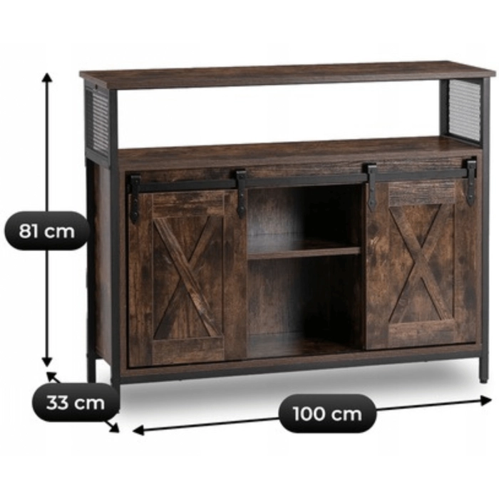 Komoda ARLO 100 cm z Półkami Dąb Rustykalny/Czarny