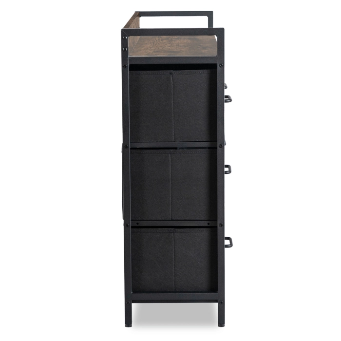 Komoda z Szufladami HUDSON 98 cm Dąb Rustykalny/Czarny