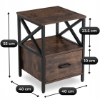 Szafka Nocna LOGAN 40 cm Dąb Rustykalny/Czarny