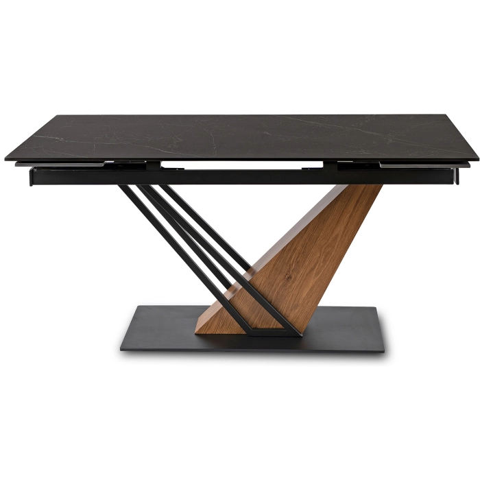 Stół REX Ceramiczny Rozkładany 160-220 cm Czarny Marmur/Orzech