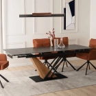 Stół REX Ceramiczny Rozkładany 160-220 cm Czarny Marmur/Orzech