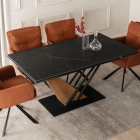 Stół REX Ceramiczny Rozkładany 160-220 cm Czarny Marmur/Orzech