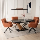 Stół REX Ceramiczny Rozkładany 160-220 cm Czarny Marmur/Orzech