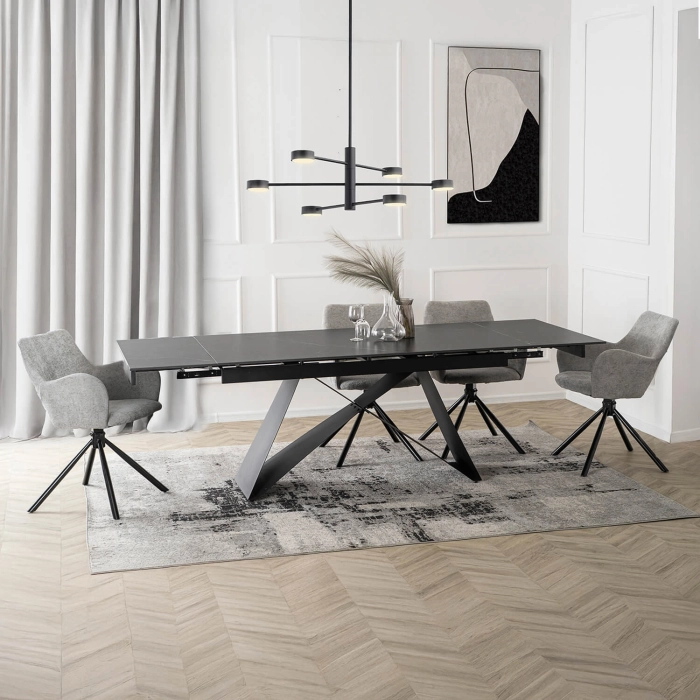 Stół VICTOR Ceramiczny Rozkładany 160-240 cm Czarny Marmur/Czarny