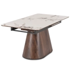 Stół LIZBONA Ceramiczny Rozkładany 160-200 cm Biały Marmur/Orzech