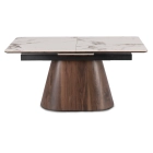 Stół LIZBONA Ceramiczny Rozkładany 160-200 cm Biały Marmur/Orzech