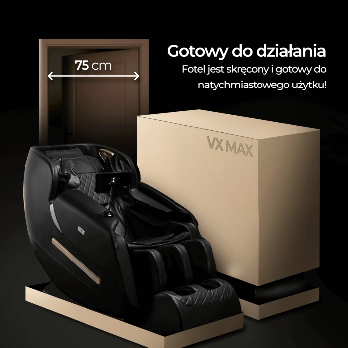Fotel Masujący VX MAX Czarny Ekoskóra