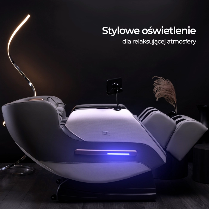 Fotel Masujący VX MAX Szary Ekoskóra Angielskie Menu
