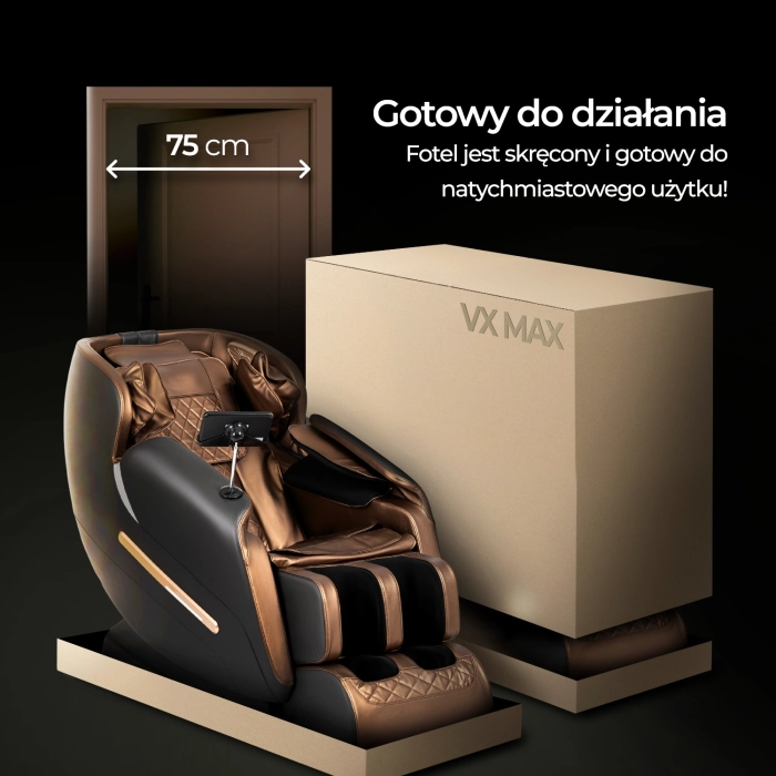 Fotel Masujący VX MAX Brązowy Ekoskóra Angielskie Menu