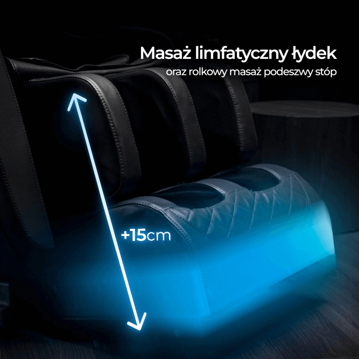 Fotel Masujący VX MAX Czarny Ekoskóra Angielskie Menu