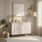 Komoda SOFT 104 cm Dwudrzwiowa Ryflowana Kaszmir
