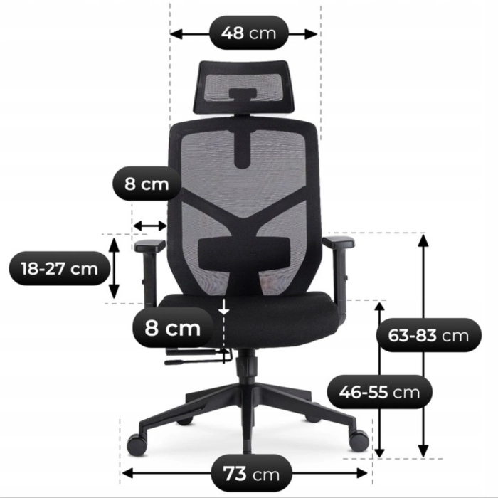 Fotel Obrotowy BENTO Ergonomiczny Czarny