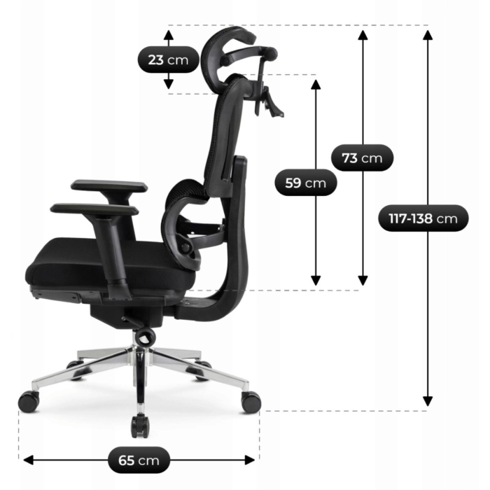 Fotel Obrotowy DELSIN Ergonomiczny Czarny Z Podnóżkiem