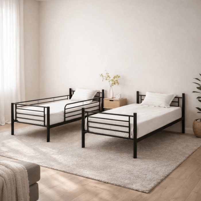 Łóżko Piętrowe RODEZ 90x200 Dla Dzieci Czarne