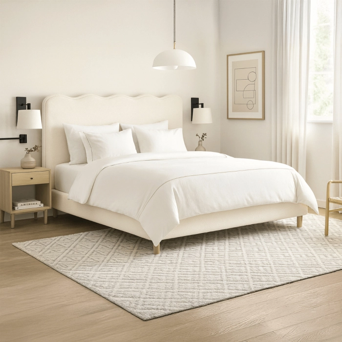 Łóżko 180x200 IZMIR Kremowe Boucle