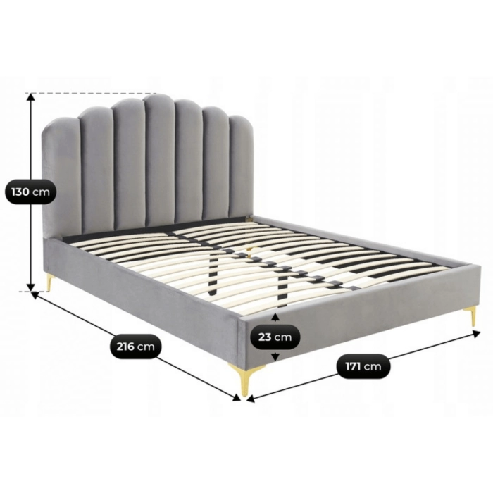 Łóżko 160x200 GEMINI Szare Welurowe