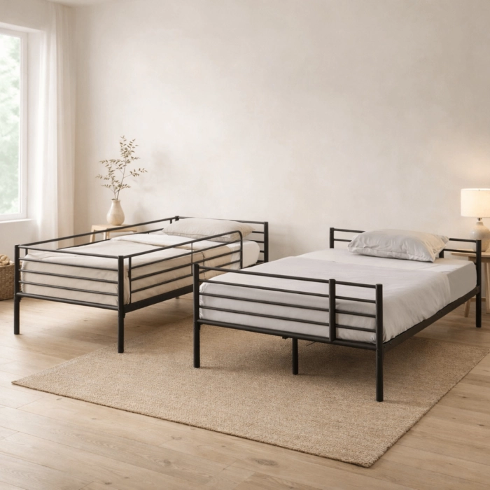 Łóżko Piętrowe TRES 90x200 Młodzieżowe Czarne 2w1