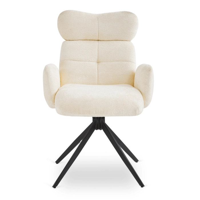 Krzesło Obrotowe do Salonu ALVARO Kremowe Boucle