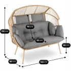 Sofa Ogrodowa Dwuosobowa KORYNT Szary