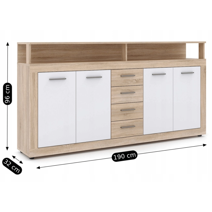 Komoda BLAGO 190 cm Dąb Sonoma/Biała
