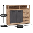 Komoda BLAGO MIDI A 119,6 cm Surowy Dąb/Czarny