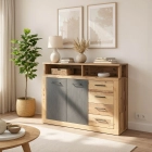 Komoda BLAGO MIDI A 119,6 cm Surowy Dąb/Czarny