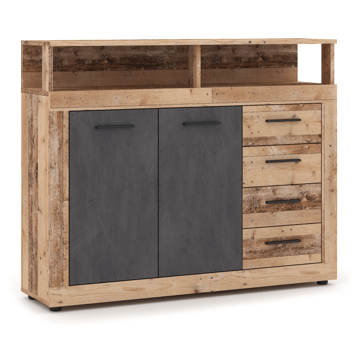 Komoda BLAGO MIDI A 119,6 cm Surowy Dąb/Czarny
