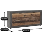 Komoda BLAGO 180 cm Ciemny Dąb/Czarny