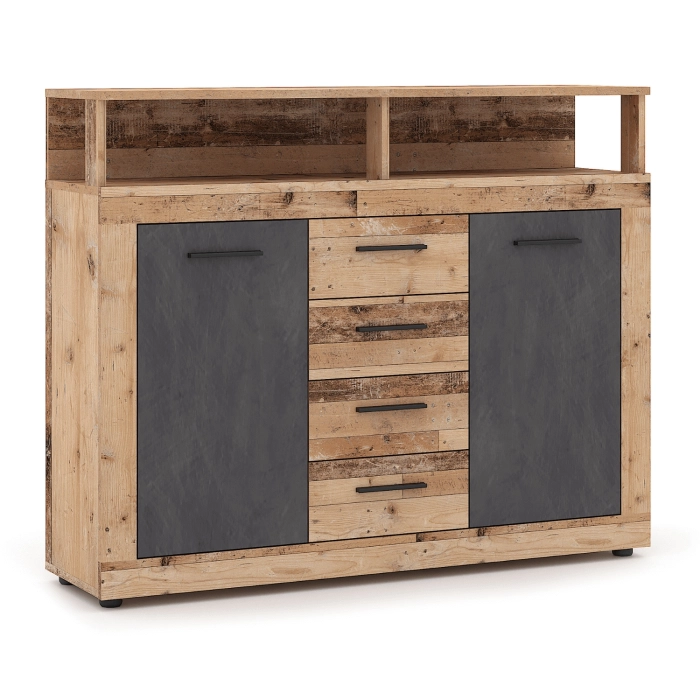 Komoda BLAGO MIDI B 119,5 cm Surowy Dąb/Grafit
