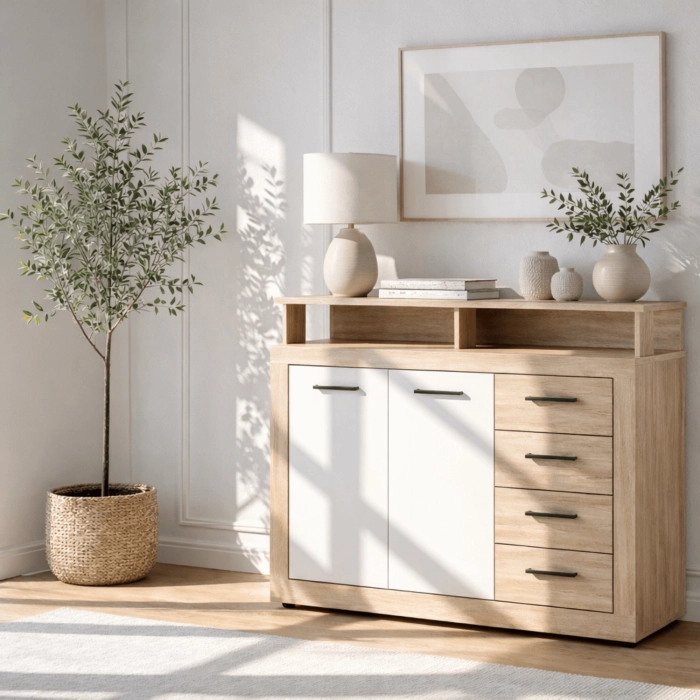 Komoda BLAGO MIDI A 119,5 cm Dąb Sonoma/Biały