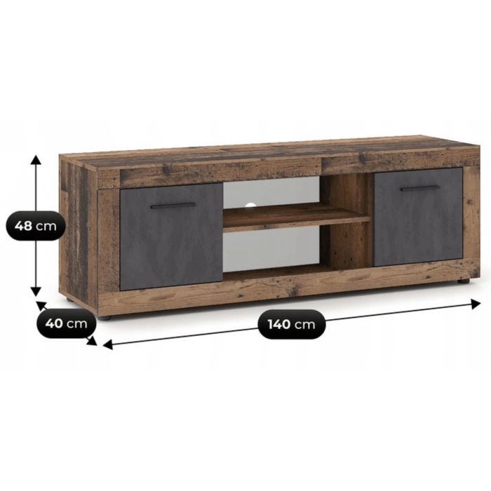 Szafka RTV BLAGO 140 cm Ciemny Dąb/Grafit