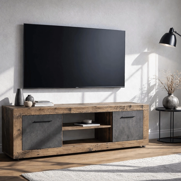 Szafka RTV BLAGO 140 cm Ciemny Dąb/Grafit