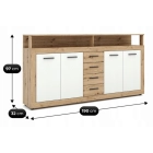 Komoda BLAGO 190 cm Dąb Artisan/Biały