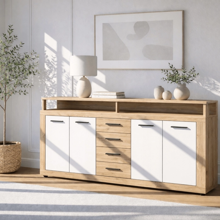 Komoda BLAGO 190 cm Dąb Artisan/Biały