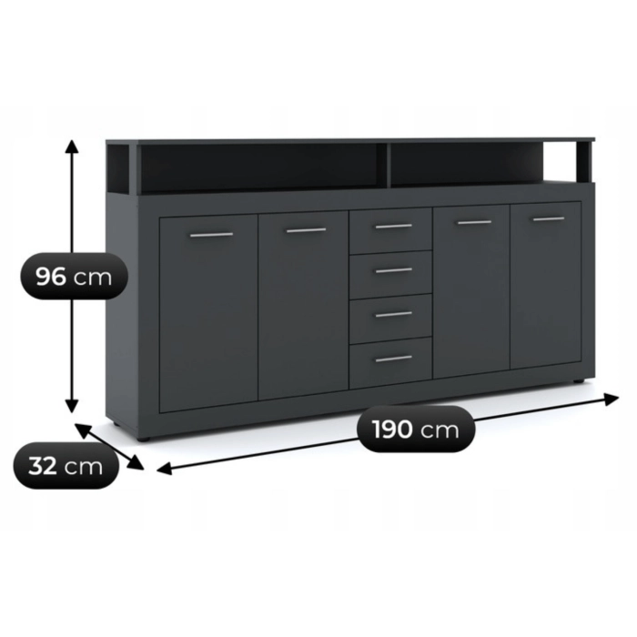 Komoda BLAGO 190 cm Antracyt