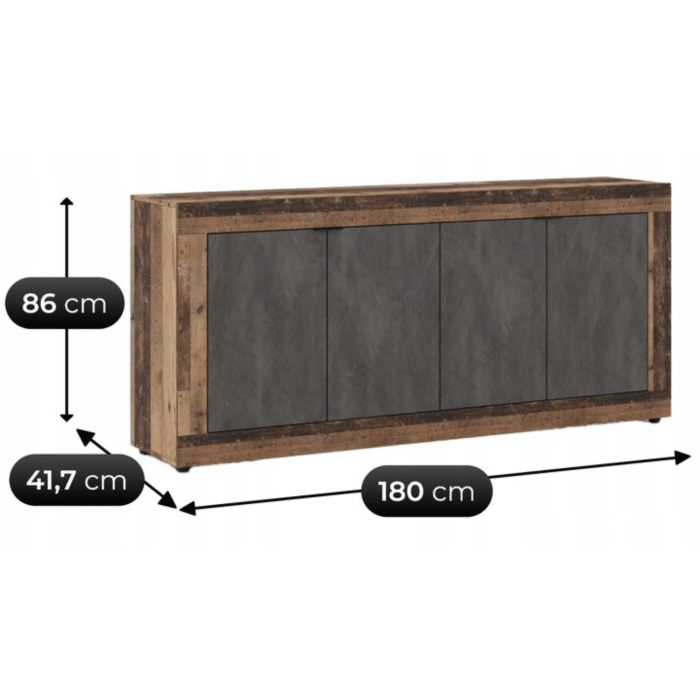 Komoda BLAGO 180 cm Ciemny Dąb/Grafit