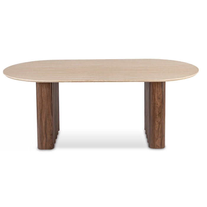 Stół DARIO Owalny 200 cm Trawertyn/Orzech
