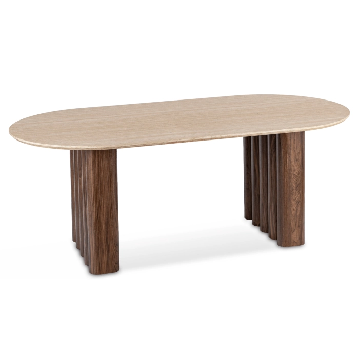 Stół DARIO Owalny 200 cm Trawertyn/Orzech