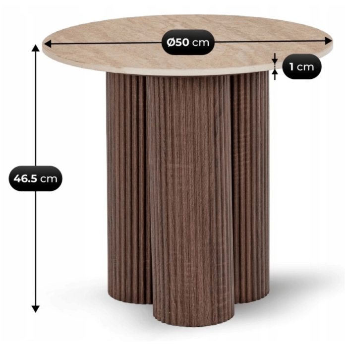Stolik ALMERIA 50 cm Trawertyn/Orzech