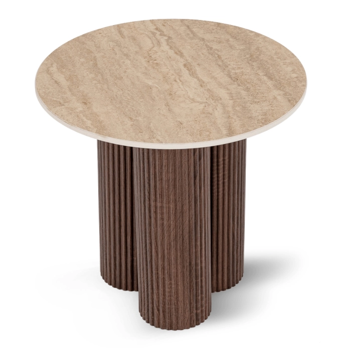 Stolik ALMERIA 50 cm Trawertyn/Orzech
