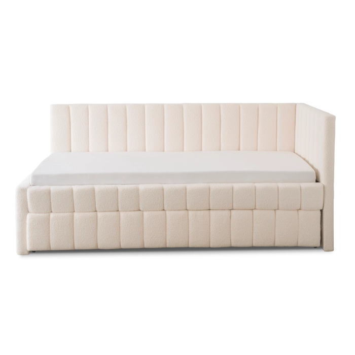 Łóżko 90x200 VILLEMO Kremowe Boucle