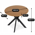 Stół LAUREN 90 cm Dąb Złoty/Czarny