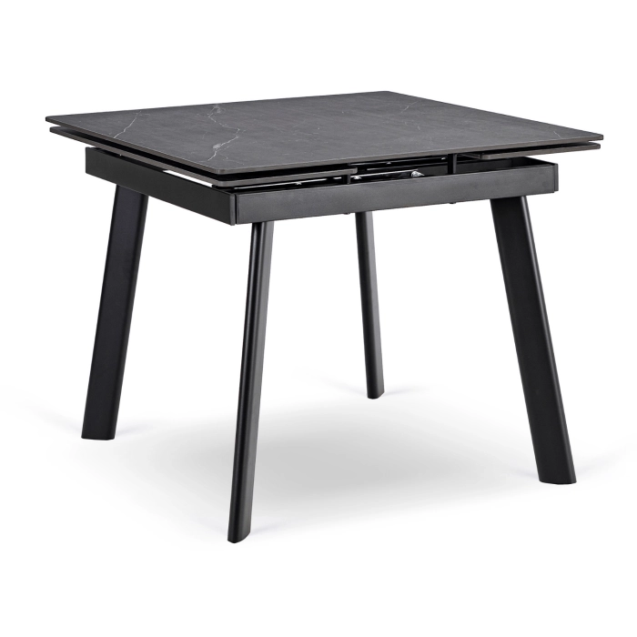 Stół LARES Ceramiczny Rozkładany 90-150 cm Czarny Marmur/Czarny