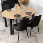 Zestaw Stół HARRY 102-142 cm Dąb Artisan/Czarny i 4 Krzesła BARI Czarne