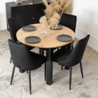 Zestaw Stół HARRY 102-142 cm Dąb Artisan/Czarny i 4 Krzesła BARI Czarne
