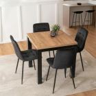 Zestaw Stół MAX 80-160 cm Dąb Craft/Czarny i 4 Krzesła PERU Czarne