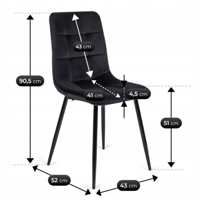 Zestaw Stół MAX 80-160 cm Dąb Craft/Czarny i 6 Krzeseł PERU Czarnych