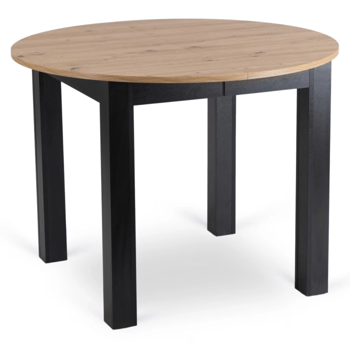 Zestaw Stół HARRY 102-142 cm Dąb Artisan/Czarny i 6 Krzeseł PERU Czarnych